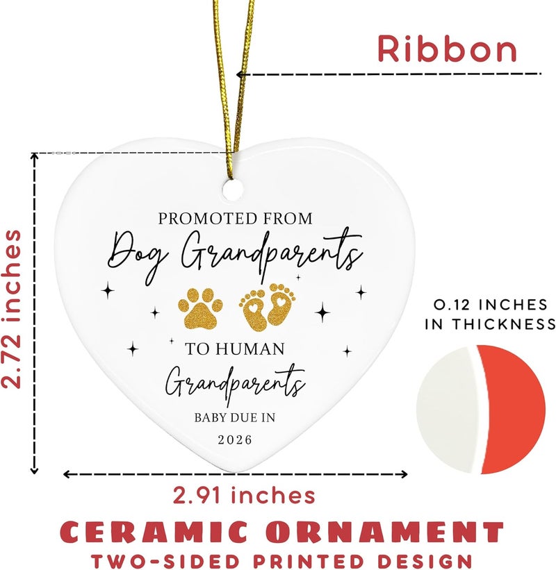 SUCHAGIFT Grandparents Gifts - First Time Grandparents Gifts for Grandma Grandpa - Baby Pregnancy Announcement Ornament for Grandma Grandpa, Promoted from Dog Grandparent to Human Grandparent Ornament - Image 2